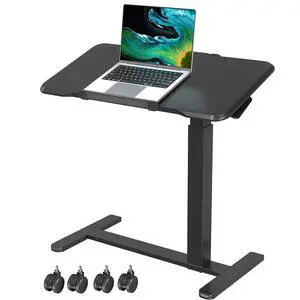 180° Tilt Foldable Standing Desk 32" Bedside Table on Wheels | Pneumatic Height Adjustable Rolling Laptop Desk with 4 Hidden or Lockable Casters, Portable Overbed Table for Sofa Bed, Black 180° Tilt Foldable Standing Desk 32" Bedside Table on Wheels | Pneumatic Height Adjustable Rolling Laptop Desk with 4 Hidden or Lockable Casters, Portable Overbed Table for Sofa Bed, Black