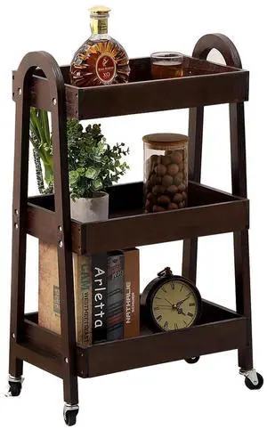 3-Tier Wooden Rolling Cart- Wooden Utility Cart wit Wheels- Utility Rolling Cart-Storage Trolley Organizer- Rolling Kitchen Cart Serving Cart for Office,Kitchen, Kids' Room (Walnut Color) 3-Tier Wooden Rolling Cart- Wooden Utility Cart wit Wheels- Utility Rolling Cart-Storage Trolley Organizer- Rolling Kitchen Cart Serving Cart for Office,Kitchen, Kids' Room (Walnut Color)