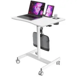 28" Mobile Standing Desk with Cup Holder & Widened Slots | Portable Laptop Desk with Wheels, Portable Computer Workstation for Classroom, Rolling Teacher Desk, White 28" Mobile Standing Desk with Cup Holder & Widened Slots | Portable Laptop Desk with Wheels, Portable Computer Workstation for Classroom, Rolling Teacher Desk, White