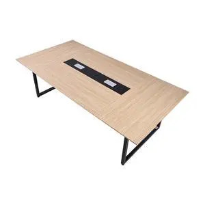 Conference Table, 8 ft Office Meeting Table for 10 Person, Modern Rectangle Seminar Desk with Metal Legs, Large Meeting Desk Ideal for Office, Boardroom, Conference Room, Easy Assembly, Brown Conference Table, 8 ft Office Meeting Table for 10 Person, Modern Rectangle Seminar Desk with Metal Legs, Large Meeting Desk Ideal for Office, Boardroom, Conference Room, Easy Assembly, Brown