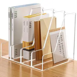4-Pack Vertical File Holder for Desk, 5MM Thick Acrylic Magazine Holder with Non-Slip Pads, Clear Binder Organizer & Document Rack, Sturdy Desktop Storage for Office, Home & School Lockers 4-Pack Vertical File Holder for Desk, 5MM Thick Acrylic Magazine Holder with Non-Slip Pads, Clear Binder Organizer & Document Rack, Sturdy Desktop Storage for Office, Home & School Lockers
