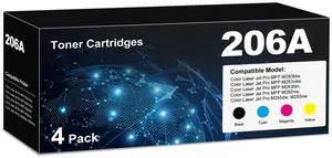 206A Toner Cartridges 4 Pack Color Laser jet Pro MFP M283fdw M283cdw Compatible for HP 206A 206X Ink Cartridges Replacement HP206A HP206X for MFP M255dw M255nw M283fdn M282nw Printer W2110A W2110X 206A Toner Cartridges 4 Pack Color Laser jet Pro MFP M283fdw M283cdw Compatible for HP 206A 206X Ink Cartridges Replacement HP206A HP206X for MFP M255dw M255nw M283fdn M282nw Printer W2110A W2110X