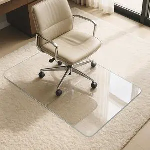 Heavy-Duty Tempered Glass Chair Mat, 31 x 48 Inch Large Office Floor Mat for Carpet or Hardwood Floors, 1/5" Thick with 12 Anti-Slip Pads Heavy-Duty Tempered Glass Chair Mat, 31 x 48 Inch Large Office Floor Mat for Carpet or Hardwood Floors, 1/5" Thick with 12 Anti-Slip Pads