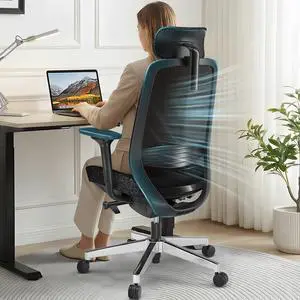 Ergonomic Office Chair with Headrest, Lumbar Support, Black | Extra-Thick Seat, 4D Armrests, 4.3 in Lumbar Support, Seat Depth, Mesh Back, 126-Degree Recline, 330 lb, HomeOfficeGaming Ergonomic Office Chair with Headrest, Lumbar Support, Black | Extra-Thick Seat, 4D Armrests, 4.3 in Lumbar Support, Seat Depth, Mesh Back, 126-Degree Recline, 330 lb, HomeOfficeGaming