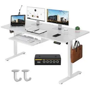 48 x 24 Inch Electric Standing Desk with Keyboard Tray, White | 3-Year Free Motor Replacement, 28.3-46.5 in Height, 3 Presets, 45 dB or Less, 154 lb Capacity, Keyboard Tray 48 x 24 Inch Electric Standing Desk with Keyboard Tray, White | 3-Year Free Motor Replacement, 28.3-46.5 in Height, 3 Presets, 45 dB or Less, 154 lb Capacity, Keyboard Tray