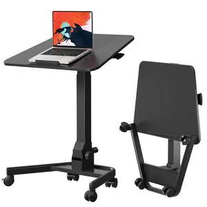 Foldable Mobile Standing Desk, Rolling Laptop Cart, Black | 29.9"-42.9" Height Adjustment, Easy to Fold, Portable Standing Desk on Wheels, Folding Desk for Compact Space Foldable Mobile Standing Desk, Rolling Laptop Cart, Black | 29.9"-42.9" Height Adjustment, Easy to Fold, Portable Standing Desk on Wheels, Folding Desk for Compact Space
