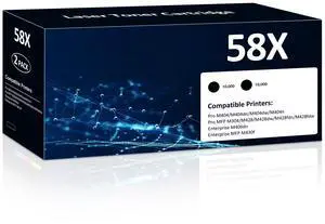 58X CF258X Toner Cartridges 2 Black Packs High Yield Compatible for HP-58X CF258X 58A CF258A for Laser Jet Pro M404n M404dn M404dw M304 Pro MFP M428dw M428fdn M428fdw M406 Enter Prise M406dn MFP M430f 58X CF258X Toner Cartridges 2 Black Packs High Yield Compatible for HP-58X CF258X 58A CF258A for Laser Jet Pro M404n M404dn M404dw M304 Pro MFP M428dw M428fdn M428fdw M406 Enter Prise M406dn MFP M430f