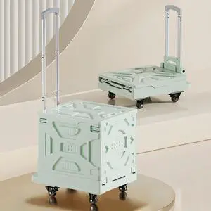 66LHeavy-Duty 2-in-1 Foldable Utility Cart, Large Capacity Rolling Crate, Thickened Material with Silent Swivel Wheels, Dual Modes (Basket/Flatbed) for Grocery, Laundry, Camping, Green 66LHeavy-Duty 2-in-1 Foldable Utility Cart, Large Capacity Rolling Crate, Thickened Material with Silent Swivel Wheels, Dual Modes (Basket/Flatbed) for Grocery, Laundry, Camping, Green