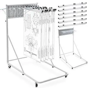 Mobile Blueprint Holder Rack, Adjustable Mobile Blueprint Holder with 6 24 in Hanging Clamps 4 Wheels Poster Display Rack Storage Organizer Stand for File Display Plan Office Home(Silver) Mobile Blueprint Holder Rack, Adjustable Mobile Blueprint Holder with 6 24 in Hanging Clamps 4 Wheels Poster Display Rack Storage Organizer Stand for File Display Plan Office Home(Silver)