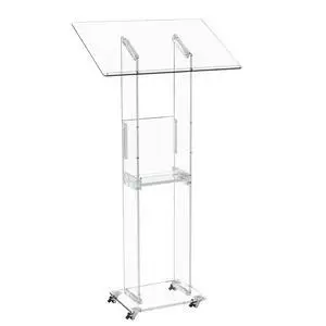 Trmullory Acrylic Podium Stand47" Clear Podium with Wheels Wide Reading DeskTwo-Storey Storage Spacepulpits for ChurchesConcertsClassrooms Weddings Trmullory Acrylic Podium Stand47" Clear Podium with Wheels Wide Reading DeskTwo-Storey Storage Spacepulpits for ChurchesConcertsClassrooms Weddings