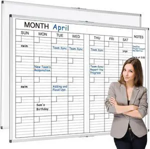Large 48" x 36" Magnetic 1 Month Dry Erase Calendar White Board Foldable Whiteboard Calendar for Wall Mounted 2 in 1 Double Side Whiteboard with Dry Erase Board for Wall Office Home Large 48" x 36" Magnetic 1 Month Dry Erase Calendar White Board Foldable Whiteboard Calendar for Wall Mounted 2 in 1 Double Side Whiteboard with Dry Erase Board for Wall Office Home