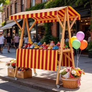 Market Stall Frame Carts Width 59" Outdoor Pine Wood Street Food Vendor Cart with Canopy Folding Vendor Stall Cart with Wheels (Red-Yellow Stripes) Market Stall Frame Carts Width 59" Outdoor Pine Wood Street Food Vendor Cart with Canopy Folding Vendor Stall Cart with Wheels (Red-Yellow Stripes)