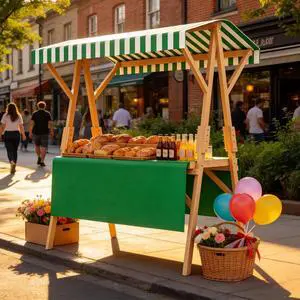 Market Stall Frame Carts Width 59" Outdoor Pine Wood Street Food Vendor Cart with Canopy Folding Vendor Stall Cart with Wheels for Beaches or Festivals (Green) Market Stall Frame Carts Width 59" Outdoor Pine Wood Street Food Vendor Cart with Canopy Folding Vendor Stall Cart with Wheels for Beaches or Festivals (Green)