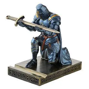 Medieval Templar Vanguard Officer Knight Pen Holder Desk Organizers Blue | Pencil Stand Paperweight Desktop Decoration Accessories Cell Phone Stand with a Fancy Sword for Medieval Warrior Enthusiast Medieval Templar Vanguard Officer Knight Pen Holder Desk Organizers Blue | Pencil Stand Paperweight Desktop Decoration Accessories Cell Phone Stand with a Fancy Sword for Medieval Warrior Enthusiast