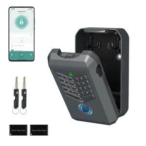 Smart Lock Box, Fingerprint Key Lock Box with Tuya APP Control, IP66 Waterproof Bluetooth Electronic Lock Box, 5-Way Unlock Wall Mounted Key Safe for Home Office Realtor Smart Lock Box, Fingerprint Key Lock Box with Tuya APP Control, IP66 Waterproof Bluetooth Electronic Lock Box, 5-Way Unlock Wall Mounted Key Safe for Home Office Realtor