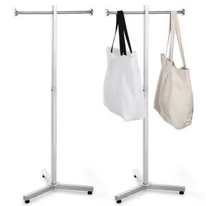 2 Pcs Heavy Duty Adjustable Shopping Bag Rack Metal Rack for Retail Store Chrome Handbag Display Stand for Trade Show Boutique Small Business, 45 Inch (Silver) 2 Pcs Heavy Duty Adjustable Shopping Bag Rack Metal Rack for Retail Store Chrome Handbag Display Stand for Trade Show Boutique Small Business, 45 Inch (Silver)