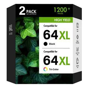 64XL 64 XL 7855 7900e Black and Color Ink Cartridge Combo Pack | Replacement for HP64XL for HP Printers Envy Photo 7855 7155 Inspire 7900e 7200e 7955e 6255 Tango (2-Pack,Black,Tri-Color) 64XL 64 XL 7855 7900e Black and Color Ink Cartridge Combo Pack | Replacement for HP64XL for HP Printers Envy Photo 7855 7155 Inspire 7900e 7200e 7955e 6255 Tango (2-Pack,Black,Tri-Color)