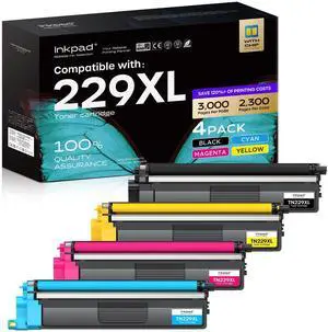 TN229XL TN229 Toner Cartridge 4 Pack Replacement for Brother | Compatible with MFC-L3780CDW HL-L3280CDW MFC-L3720CDW HL-L3300CDW, 3000 Pages Black/ 2300 Pages Color, with Smart Chip TN229XL TN229 Toner Cartridge 4 Pack Replacement for Brother | Compatible with MFC-L3780CDW HL-L3280CDW MFC-L3720CDW HL-L3300CDW, 3000 Pages Black/ 2300 Pages Color, with Smart Chip