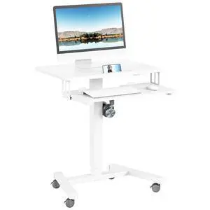 Mobile Standing Desk with Keyboard Tray, Mobile Podium, Lockable | Rolling Sit Stand Desk, Gas Spring Adjustable Height Desk Up to 33lbs, Portable Computer Desk Workstation Cart for Office Mobile Standing Desk with Keyboard Tray, Mobile Podium, Lockable | Rolling Sit Stand Desk, Gas Spring Adjustable Height Desk Up to 33lbs, Portable Computer Desk Workstation Cart for Office
