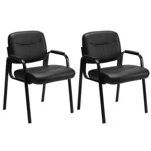 Reception Chairs, Leather Conference Room with Padded Arms and No Wheels for Professional Office Meeting Spaces and Guest SeatingBlack-2 Pack Reception Chairs, Leather Conference Room with Padded Arms and No Wheels for Professional Office Meeting Spaces and Guest SeatingBlack-2 Pack