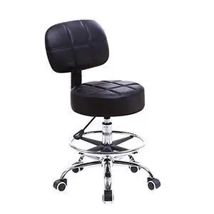 Swivel Round Rolling Stool PU Leather with Adjustable Foot Rest Height Adjustable Task Work Drafting Chair with Back (Black) Swivel Round Rolling Stool PU Leather with Adjustable Foot Rest Height Adjustable Task Work Drafting Chair with Back (Black)
