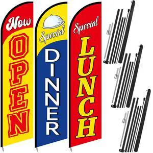 3 Sets 15 ft Lunch Dinner Special Now Open Flag Restaurant Advertising Feather Flags Kits Food Advertising Feather Banner Includes 3 Pole and 3 Banner Sign for Business Promotion 3 Sets 15 ft Lunch Dinner Special Now Open Flag Restaurant Advertising Feather Flags Kits Food Advertising Feather Banner Includes 3 Pole and 3 Banner Sign for Business Promotion