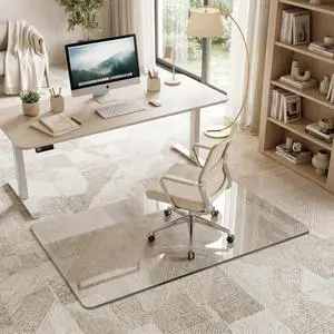 Tempered Glass Chair Mat, 32"x48" Office Chair Mat for Carpet & Hardwood Floors, Heavy Duty 0.2" Desk Chair Mat for Smooth Rolling at Home or Office Tempered Glass Chair Mat, 32"x48" Office Chair Mat for Carpet & Hardwood Floors, Heavy Duty 0.2" Desk Chair Mat for Smooth Rolling at Home or Office