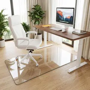 Tempered Glass Chair Mat for Hardwood Floor & Low Pile Carpet, 30" x 55" Heavy Duty Office Chair Mat with Non-Slip Pads, Scratch Resistant Floor Protector for Home Office Tempered Glass Chair Mat for Hardwood Floor & Low Pile Carpet, 30" x 55" Heavy Duty Office Chair Mat with Non-Slip Pads, Scratch Resistant Floor Protector for Home Office