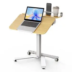 Rolling Standing Desk with Wheels, Sit-Stand Portable Laptop Cart | Height Adjustable Mobile Desk with Tilt Top, Storage, 24" Computer Table for Home Office, Bedroom, Small Spaces, Natural Oak Rolling Standing Desk with Wheels, Sit-Stand Portable Laptop Cart | Height Adjustable Mobile Desk with Tilt Top, Storage, 24" Computer Table for Home Office, Bedroom, Small Spaces, Natural Oak
