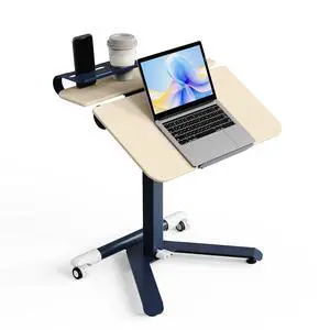 Portable Standing Desk with Wheels, Height Adjustable Mobile Desk | Rolling Laptop Cart with Tilt Top, Storage, 24" Sit-Stand Computer Table for Home Office, Bedroom, Small Spaces, Oat Yellow Portable Standing Desk with Wheels, Height Adjustable Mobile Desk | Rolling Laptop Cart with Tilt Top, Storage, 24" Sit-Stand Computer Table for Home Office, Bedroom, Small Spaces, Oat Yellow