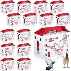 15 Pack Single Live Chicken Shipping Boxes 17.5 x 8.5 x 11.5" Live Bird Shipping Boxes Cardboard Pet Carrier with Handle for Poultry, Pigeons, & Canaries(Red) 15 Pack Single Live Chicken Shipping Boxes 17.5 x 8.5 x 11.5" Live Bird Shipping Boxes Cardboard Pet Carrier with Handle for Poultry, Pigeons, & Canaries(Red)