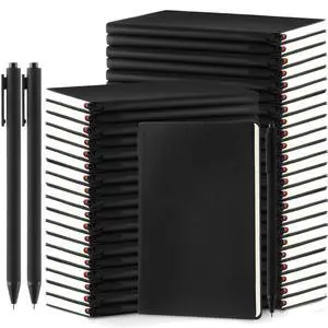 30 Pack Notebooks Journals with 30 Pens, Bulk A5 Softcover Leather Notepad Journal with Pen for School Business Work Writing, 200 Pages(Black, Solid) 30 Pack Notebooks Journals with 30 Pens, Bulk A5 Softcover Leather Notepad Journal with Pen for School Business Work Writing, 200 Pages(Black, Solid)