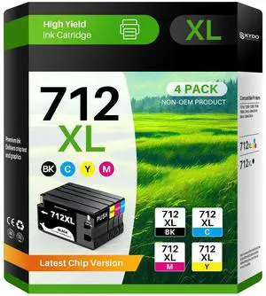 712XL 712 Ink Cartridges Combo 4 Pack Compatible for HP 712 Ink | Work with DesignJet T210 T630 T650 T250 T230 Studio Plotter Printer for Office Supplies (Black Cyan Magenta Yellow, 4 Pack) 712XL 712 Ink Cartridges Combo 4 Pack Compatible for HP 712 Ink | Work with DesignJet T210 T630 T650 T250 T230 Studio Plotter Printer for Office Supplies (Black Cyan Magenta Yellow, 4 Pack)