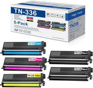 TN-336 Toner Cartridge High Capacity (5-Pack, 2BK/1C/1M/1Y) Replacement for Brother HL-L9200CDW/CDWT DCP-L8400CDN L8450CDW 9050CDN MFC-L8650CDW L8850CDW L9550CDW Printer TN-336 Toner Cartridge High Capacity (5-Pack, 2BK/1C/1M/1Y) Replacement for Brother HL-L9200CDW/CDWT DCP-L8400CDN L8450CDW 9050CDN MFC-L8650CDW L8850CDW L9550CDW Printer