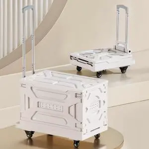 88LHeavy-Duty 2-in-1 Foldable Utility Cart, Large Capacity Rolling Crate, Thickened Material with Silent Swivel Wheels, Dual Modes (Basket/Flatbed) for Grocery, Laundry, Camping, White 88LHeavy-Duty 2-in-1 Foldable Utility Cart, Large Capacity Rolling Crate, Thickened Material with Silent Swivel Wheels, Dual Modes (Basket/Flatbed) for Grocery, Laundry, Camping, White