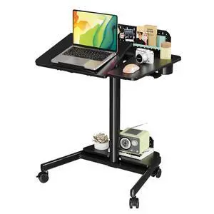 Mobile Standing Desk, Rolling Tilt Adjustable Laptop Desk, Black | 28" Partial 60° Tiltable MDF Board, Height Adjustable, DIY Pegboard & Storage Base, 4 Lockable Wheels, Home Office Classroom Mobile Standing Desk, Rolling Tilt Adjustable Laptop Desk, Black | 28" Partial 60° Tiltable MDF Board, Height Adjustable, DIY Pegboard & Storage Base, 4 Lockable Wheels, Home Office Classroom