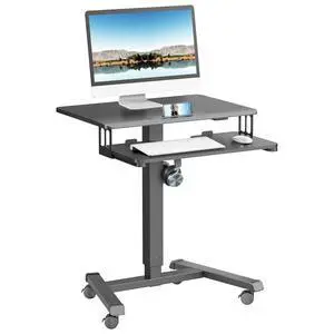 Mobile Standing Desk with Keyboard Tray, Mobile Podium, Rolling Lockable | Rolling Sit Stand Desk, Gas Spring Adjustable Height Desk Up to 33lbs, Portable Computer Desk Workstation Cart for Home Mobile Standing Desk with Keyboard Tray, Mobile Podium, Rolling Lockable | Rolling Sit Stand Desk, Gas Spring Adjustable Height Desk Up to 33lbs, Portable Computer Desk Workstation Cart for Home