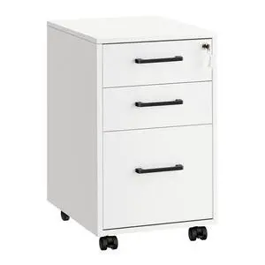 File Cabinet, Pre-Assembled Except Wheels and Handles, Office Filing Cabinet with Lock, for A4, Legal, Letter Sized Documents, 17.7 x 14.4 x 23.6 Inches, Matte White and Black UOFC110W01 File Cabinet, Pre-Assembled Except Wheels and Handles, Office Filing Cabinet with Lock, for A4, Legal, Letter Sized Documents, 17.7 x 14.4 x 23.6 Inches, Matte White and Black UOFC110W01