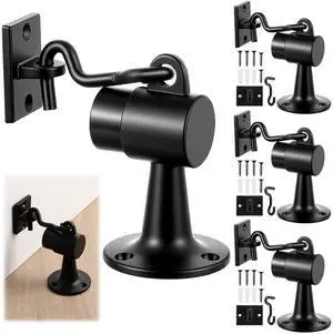 4 Pack Heavy Duty Floor Mounted Door Stop 3.5 Inch Aluminum Commercial Grade Door Stopper with Rubber Bumper & Stainless Steel Screws (Black) 4 Pack Heavy Duty Floor Mounted Door Stop 3.5 Inch Aluminum Commercial Grade Door Stopper with Rubber Bumper & Stainless Steel Screws (Black)