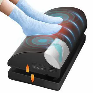 Heated Foot Rest Under Desk at Work, Ergonomic Under Desk Foot Stool with Vibration Massage, Memory Foam Footrest, 3 Adjustable Height, Non-Slip Heated Foot Rest Under Desk at Work, Ergonomic Under Desk Foot Stool with Vibration Massage, Memory Foam Footrest, 3 Adjustable Height, Non-Slip