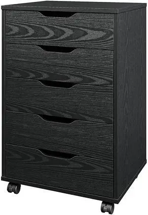 5/7 Drawer Mobile File Cabinet, Wooden Under Desk Storage with Wheels Office Organization Vertical Filing Chest of Drawers for Home Office (Black, 5 Drawer) 5/7 Drawer Mobile File Cabinet, Wooden Under Desk Storage with Wheels Office Organization Vertical Filing Chest of Drawers for Home Office (Black, 5 Drawer)