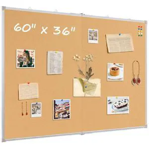 Double-Sided Large Foldable Cork Board, 60" x 36" | Hanging Aluminum Framed Bulletin Board, Vision Board Pin Board Corkboards for Walls, Office, School Decor, 20 Pushpins Double-Sided Large Foldable Cork Board, 60" x 36" | Hanging Aluminum Framed Bulletin Board, Vision Board Pin Board Corkboards for Walls, Office, School Decor, 20 Pushpins