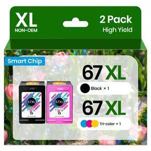 67XL 67 Ink Cartridges for HP Printer Desk Jet 2855e 2827e 2800e 4155e Ink | Replacement for HP 67XL Black/Color Combo Pack for HP DeskJet 2700 2800 2852e 1255 4100 Envy 6055e 6455e 6400 Printer 67XL 67 Ink Cartridges for HP Printer Desk Jet 2855e 2827e 2800e 4155e Ink | Replacement for HP 67XL Black/Color Combo Pack for HP DeskJet 2700 2800 2852e 1255 4100 Envy 6055e 6455e 6400 Printer