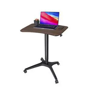 Pneumatic Adjustable Height Desk, Laptop Standing Desk, Rolling Sit-Stand Cart, Mobile Podium Portable Lectern for Home, Office& Classroom, 26" 19.3" Platform (29" to 46.9" H)Brown Pneumatic Adjustable Height Desk, Laptop Standing Desk, Rolling Sit-Stand Cart, Mobile Podium Portable Lectern for Home, Office& Classroom, 26" 19.3" Platform (29" to 46.9" H)Brown