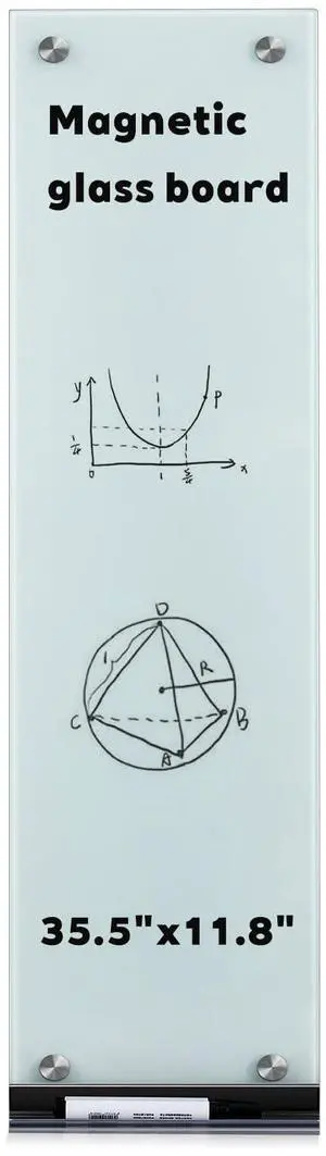 Slim Skinny Magnetic Glass Whiteboard, 35.5 x 11.9 in Narrow Long Dry Erase Board, Frameless Wall-Mounted to Do List Board with Marker Tray, 2 Markers & Eraser for Office Kitchen Home Slim Skinny Magnetic Glass Whiteboard, 35.5 x 11.9 in Narrow Long Dry Erase Board, Frameless Wall-Mounted to Do List Board with Marker Tray, 2 Markers & Eraser for Office Kitchen Home