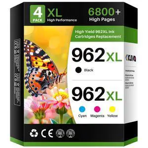 962XL Ink Cartridges Combo Pack Replacement for HP 962XL (4 Pack) | Works with HP OfficeJet Pro 9010 9012 9014 9015 9016 9018 9020 9022 9025 962XL Ink Cartridges Combo Pack Replacement for HP 962XL (4 Pack) | Works with HP OfficeJet Pro 9010 9012 9014 9015 9016 9018 9020 9022 9025
