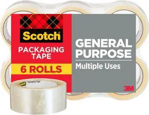 Shipping Packaging Tape, 1.88" x 54.6 yd, 6 Rolls (3350-6) (Pack of 6) Shipping Packaging Tape, 1.88" x 54.6 yd, 6 Rolls (3350-6) (Pack of 6)