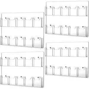 4 Pcs Acrylic Brochure Holder Wall Mount 10 Pockets Pamphlet Holder 4" Wide Clear Plastic Trifold Flyer Display Stand Multi Slot Literature Postcard Rack Hanging Rack for Offices Waiting Room 4 Pcs Acrylic Brochure Holder Wall Mount 10 Pockets Pamphlet Holder 4" Wide Clear Plastic Trifold Flyer Display Stand Multi Slot Literature Postcard Rack Hanging Rack for Offices Waiting Room