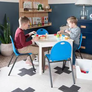12" Kid's Stacking Chairs-4 Pack-Blue 12" Kid's Stacking Chairs-4 Pack-Blue