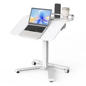 Rolling Standing Desk with Wheels, Portable 24 inch Sit-Stand Laptop Cart with Tilt Top and Storage, Mobile Compact Workstation for Home Office and Small Spaces (White) Rolling Standing Desk with Wheels, Portable 24 inch Sit-Stand Laptop Cart with Tilt Top and Storage, Mobile Compact Workstation for Home Office and Small Spaces (White)